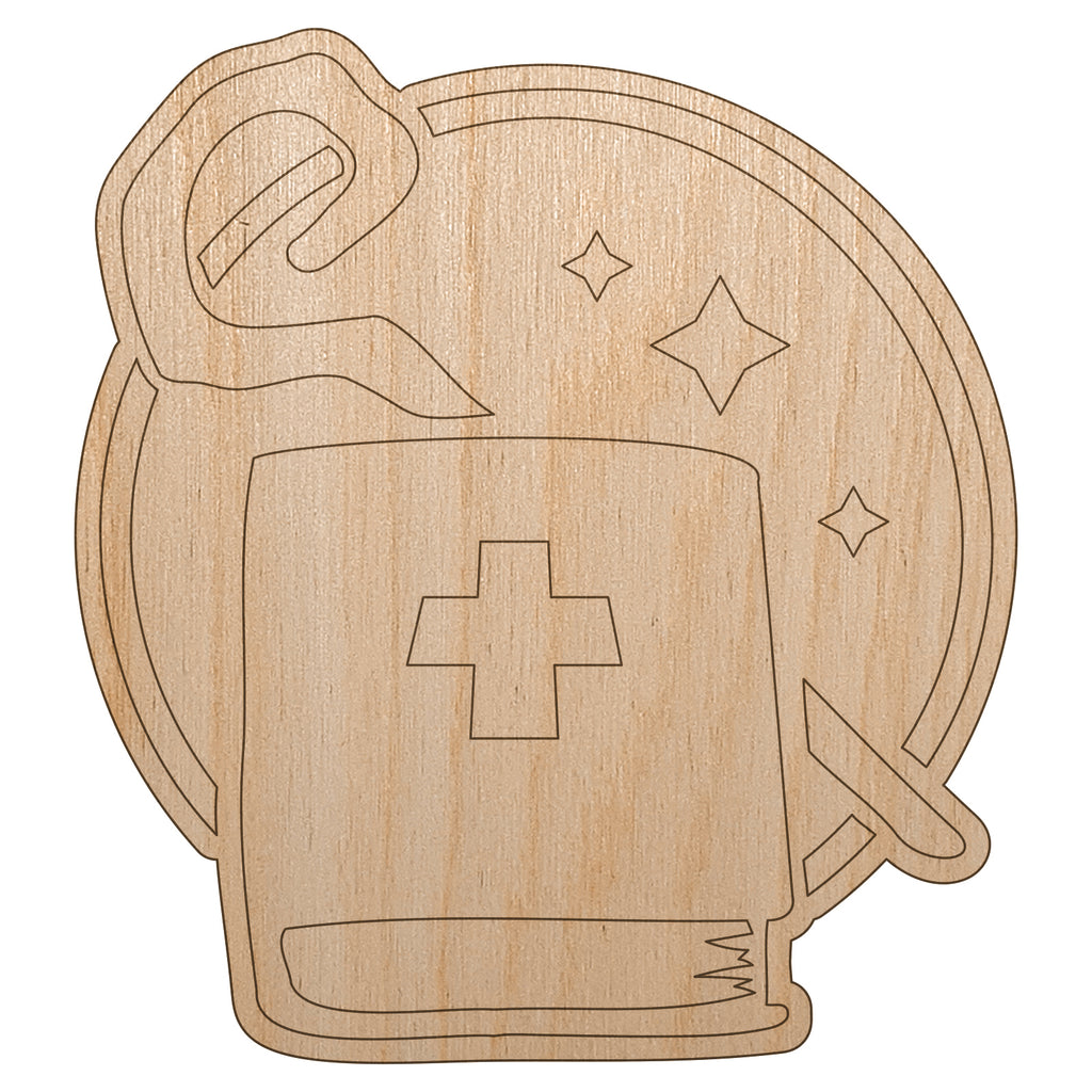 Priest Healer Cleric Tome and Staff Gaming Unfinished Wood Shape Piece Cutout for DIY Craft Projects