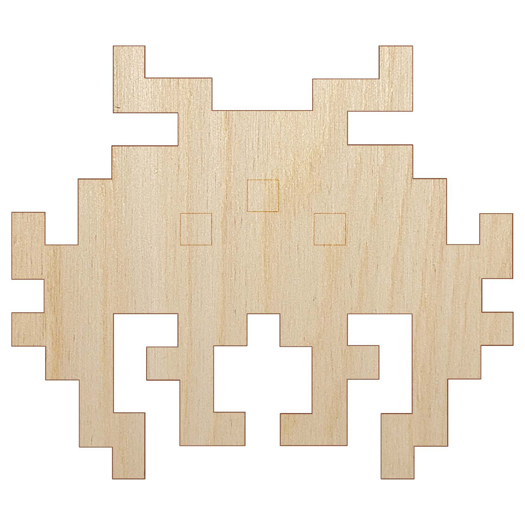 Retro Invaders from Space Bug Alien Unfinished Wood Shape Piece Cutout for DIY Craft Projects