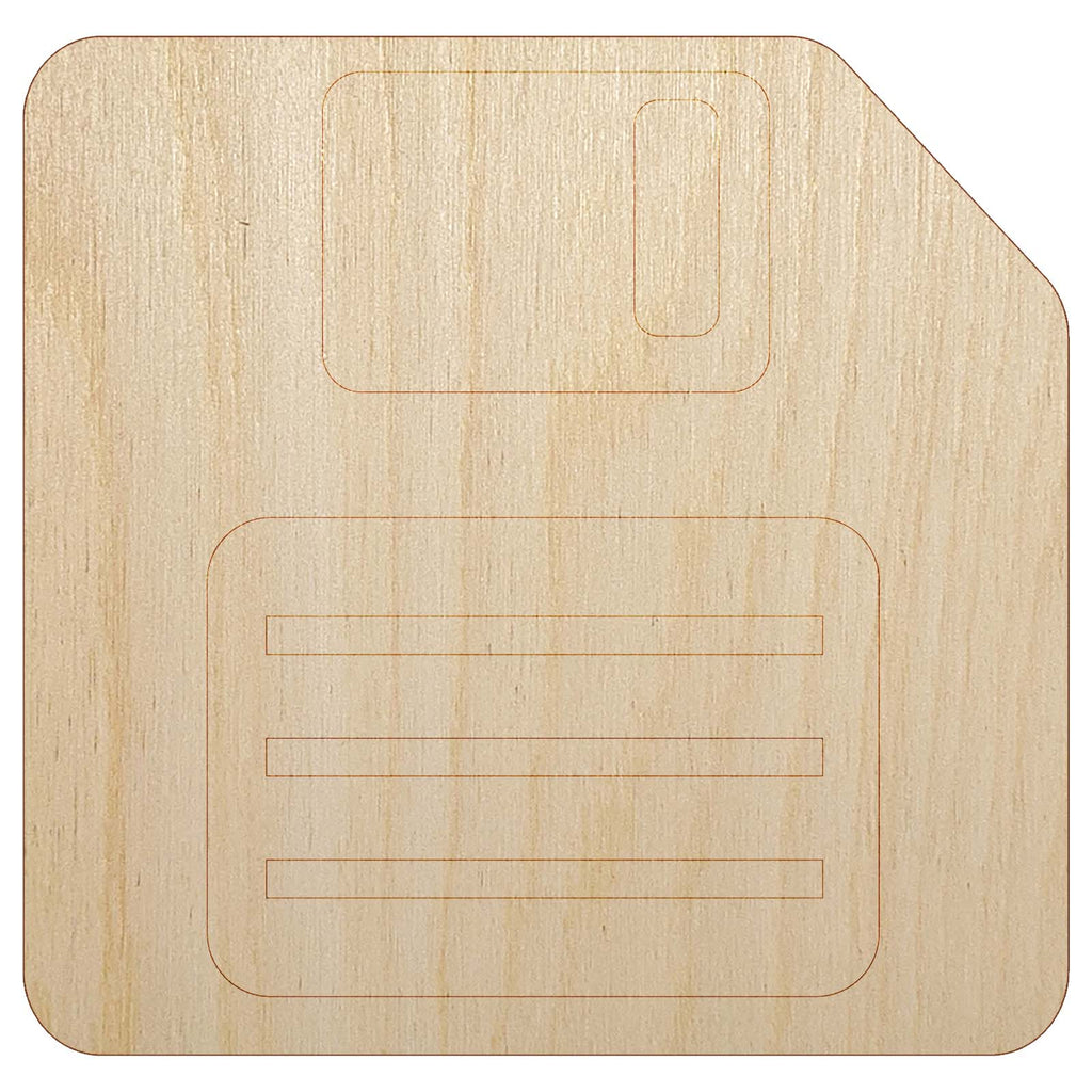 Save Icon Floppy Disk Unfinished Wood Shape Piece Cutout for DIY Craft Projects