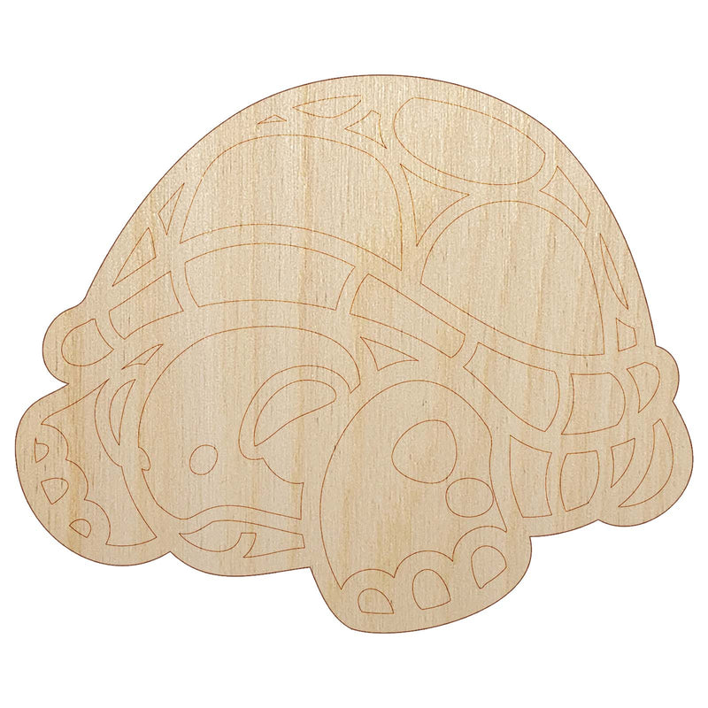 Shy Turtle Hiding in Shell Unfinished Wood Shape Piece Cutout for DIY Craft Projects