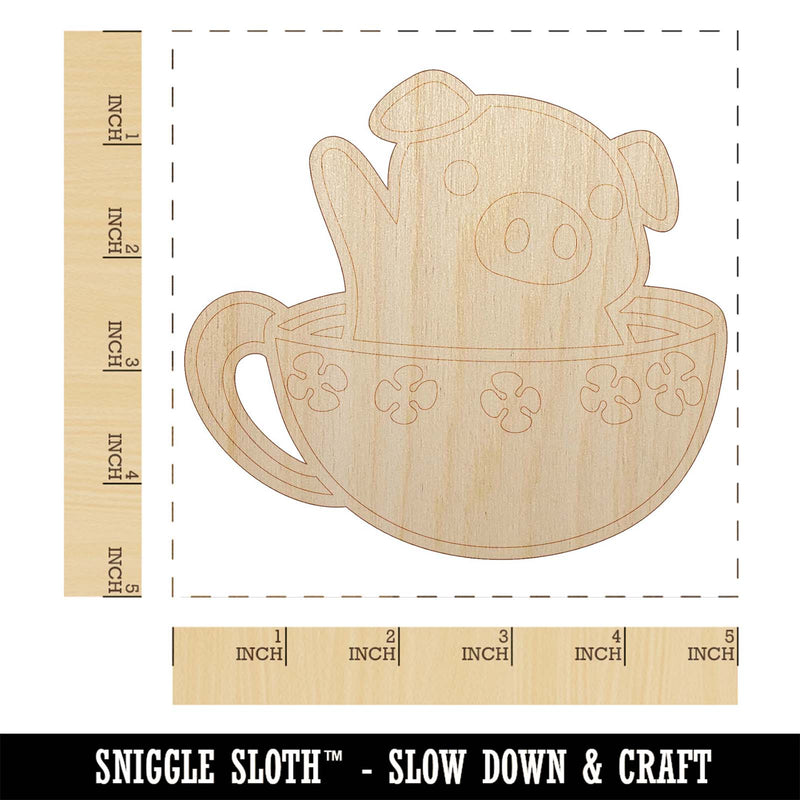 Teacup Pig Unfinished Wood Shape Piece Cutout for DIY Craft Projects