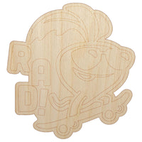 Totally Rad Radish on Skateboard Unfinished Wood Shape Piece Cutout for DIY Craft Projects