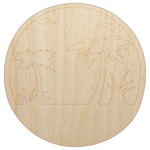 Tropical Beach with Palm Trees Unfinished Wood Shape Piece Cutout for DIY Craft Projects