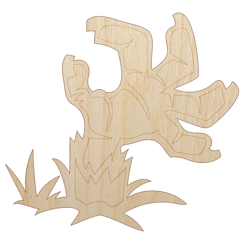 Zombie Hand Popping Out of Ground Halloween Unfinished Wood Shape Piece Cutout for DIY Craft Projects
