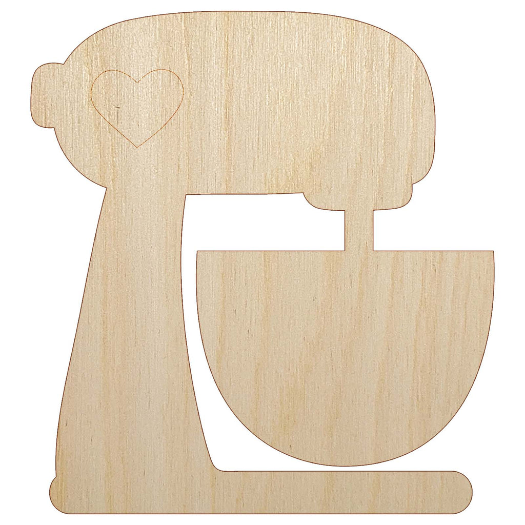 Baking Mixer with Heart Baker Unfinished Wood Shape Piece Cutout for DIY Craft Projects
