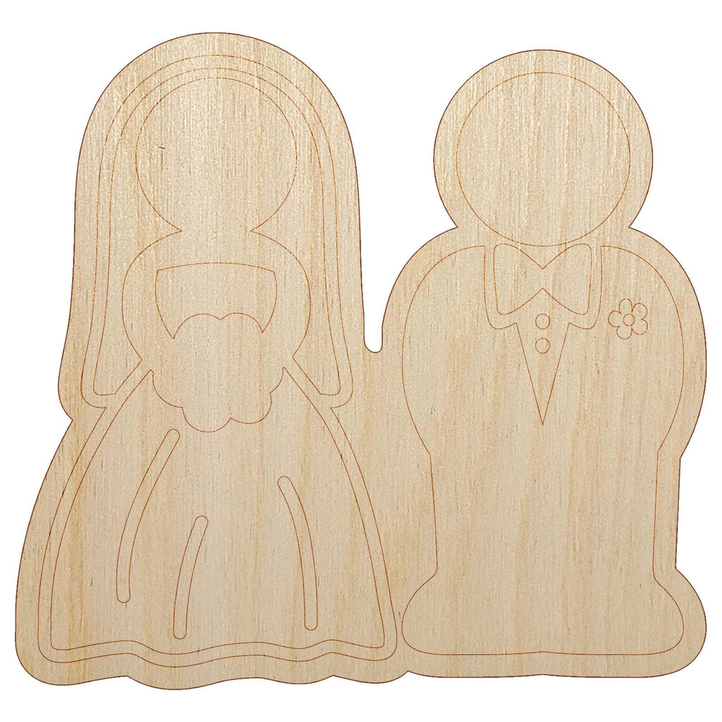 Bride and Groom Wedding Unfinished Wood Shape Piece Cutout for DIY Craft Projects
