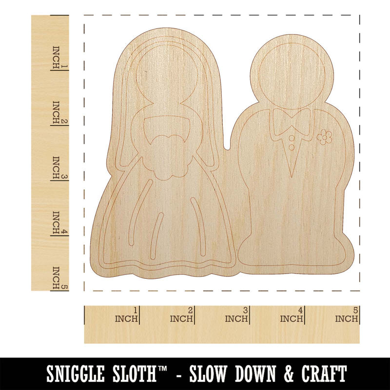 Bride and Groom Wedding Unfinished Wood Shape Piece Cutout for DIY Craft Projects