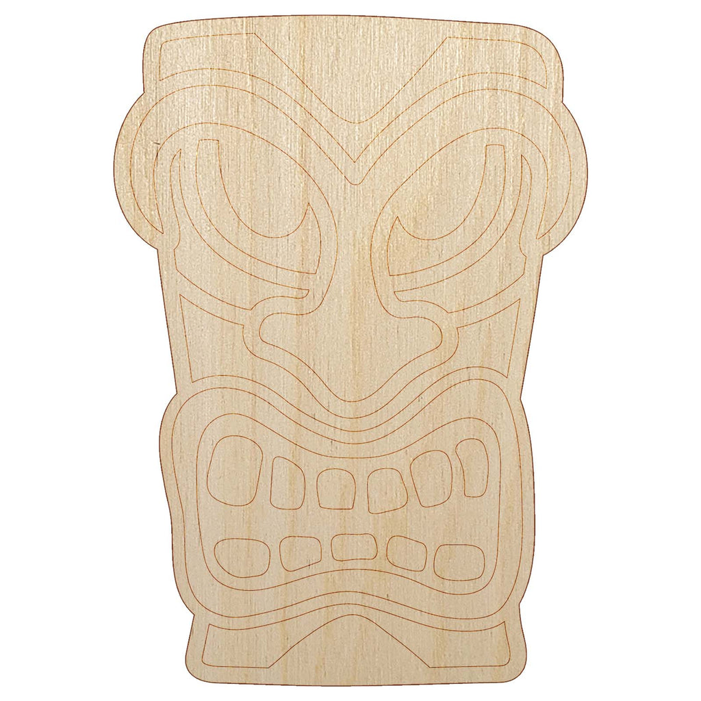 Hawaiian Tiki Head Unfinished Wood Shape Piece Cutout for DIY Craft Projects