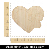Heart with Paw Print Unfinished Wood Shape Piece Cutout for DIY Craft Projects