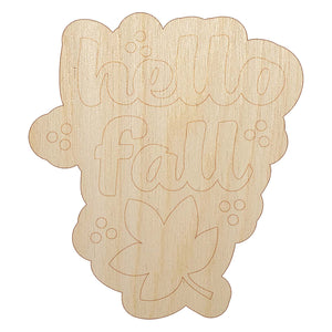 Hello Fall Unfinished Wood Shape Piece Cutout for DIY Craft Projects