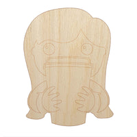 Latte Girl Coffee Unfinished Wood Shape Piece Cutout for DIY Craft Projects