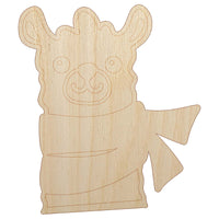 Llama with Scarf Unfinished Wood Shape Piece Cutout for DIY Craft Projects