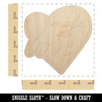 Made with Love in Heart Unfinished Wood Shape Piece Cutout for DIY Craft Projects