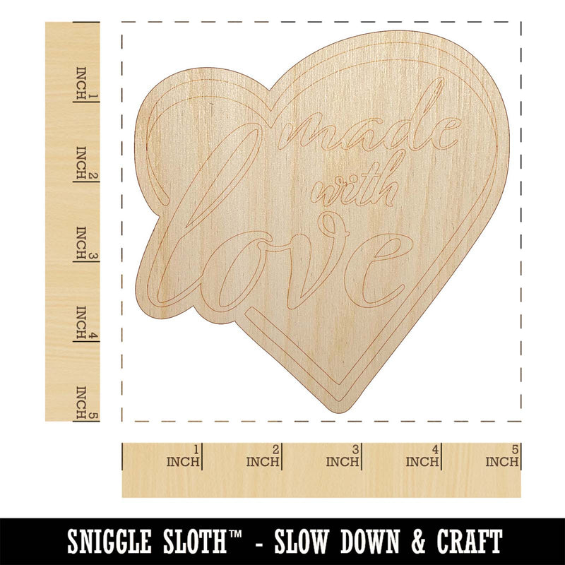 Made with Love in Heart Unfinished Wood Shape Piece Cutout for DIY Craft Projects