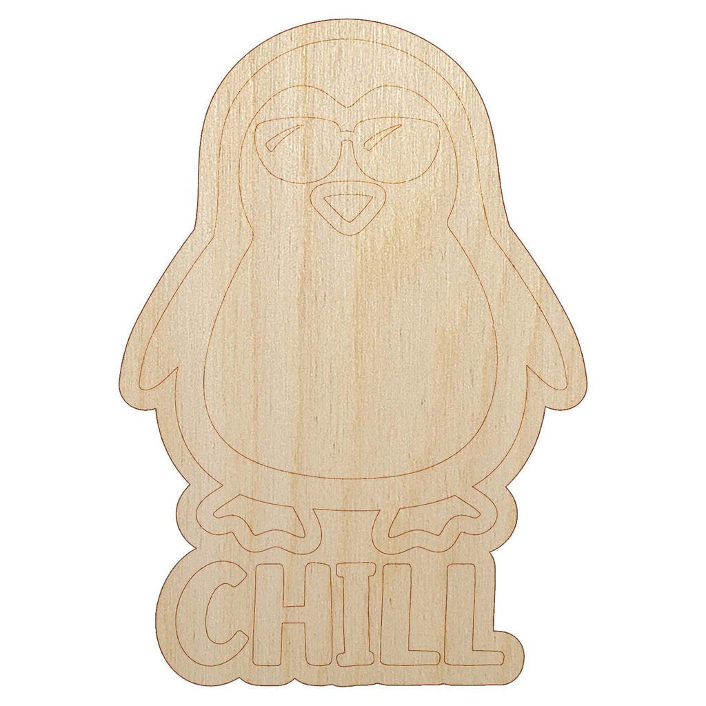 Penguin Chill Unfinished Wood Shape Piece Cutout for DIY Craft Projects
