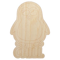 Penguin Chill Unfinished Wood Shape Piece Cutout for DIY Craft Projects
