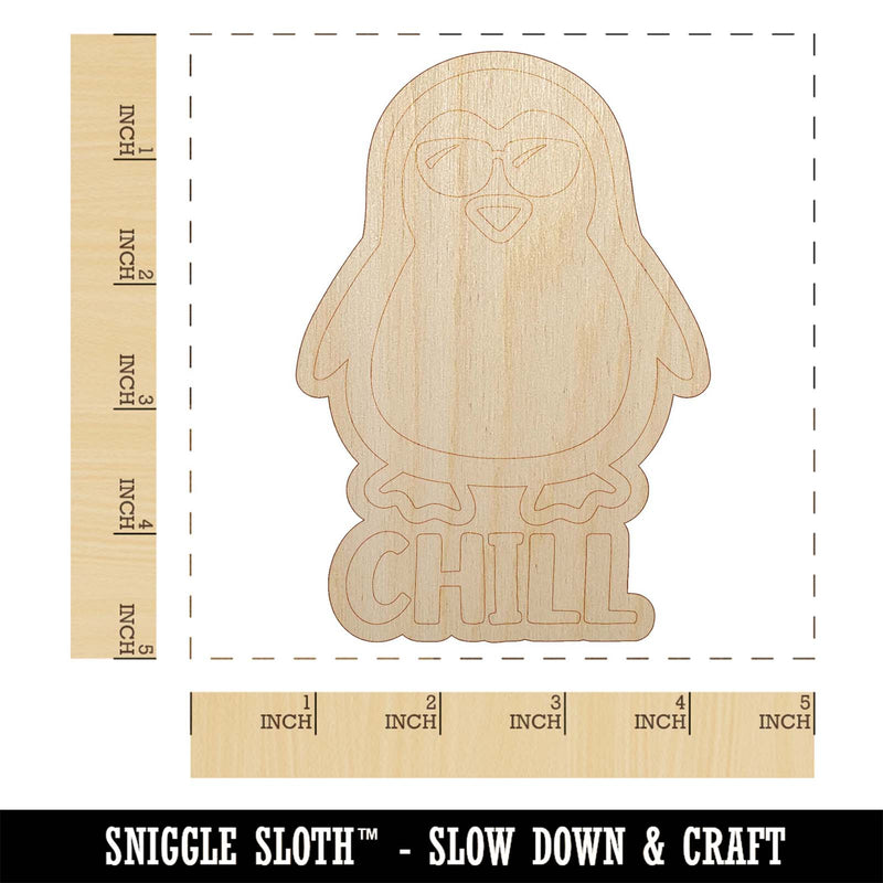 Penguin Chill Unfinished Wood Shape Piece Cutout for DIY Craft Projects