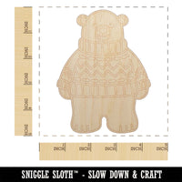 Polar Bear Wearing Sweater Unfinished Wood Shape Piece Cutout for DIY Craft Projects