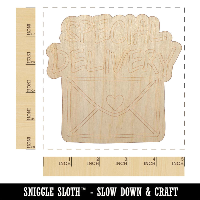 Special Delivery Envelope Unfinished Wood Shape Piece Cutout for DIY Craft Projects