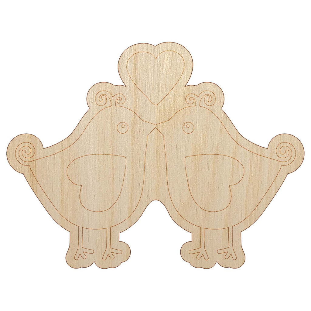 Sweet Kissing Birds Love Unfinished Wood Shape Piece Cutout for DIY Craft Projects