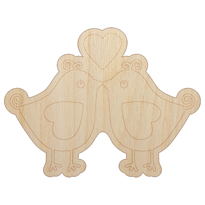 Sweet Kissing Birds Love Unfinished Wood Shape Piece Cutout for DIY Craft Projects