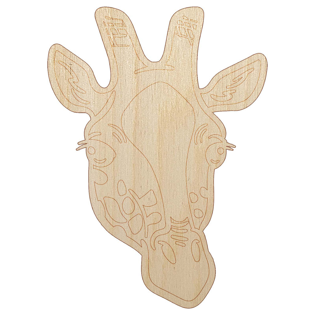 African Giraffe Head Unfinished Wood Shape Piece Cutout for DIY Craft Projects
