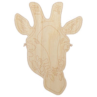 African Giraffe Head Unfinished Wood Shape Piece Cutout for DIY Craft Projects