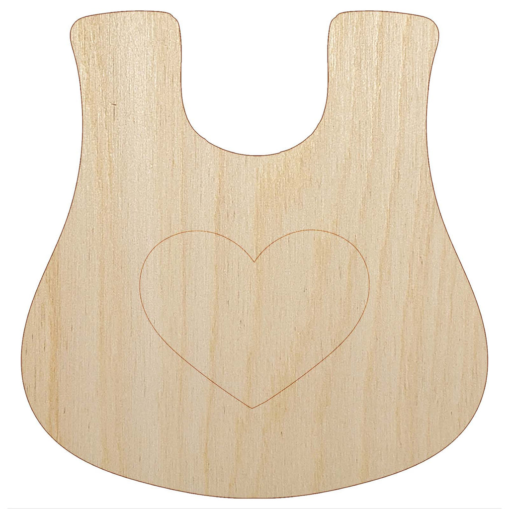 Baby Bib with Heart Unfinished Wood Shape Piece Cutout for DIY Craft Projects