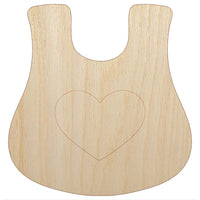 Baby Bib with Heart Unfinished Wood Shape Piece Cutout for DIY Craft Projects