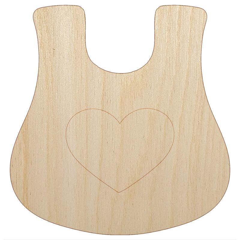 Baby Bib with Heart Unfinished Wood Shape Piece Cutout for DIY Craft Projects