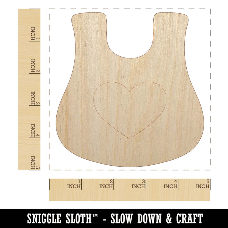 Baby Bib with Heart Unfinished Wood Shape Piece Cutout for DIY Craft Projects