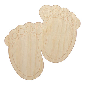 Baby Footprints Unfinished Wood Shape Piece Cutout for DIY Craft Projects