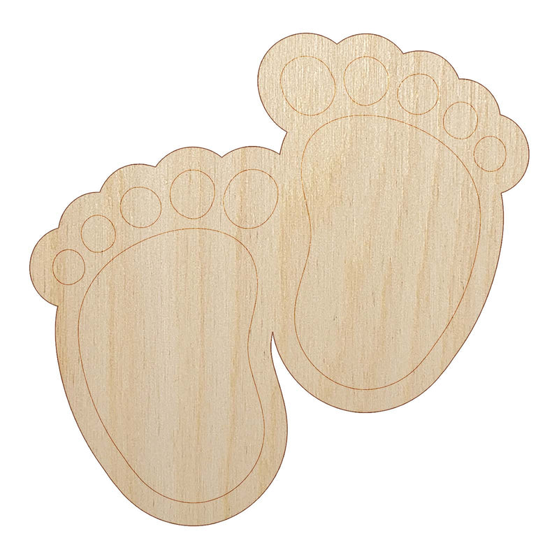 Baby Footprints Unfinished Wood Shape Piece Cutout for DIY Craft Projects