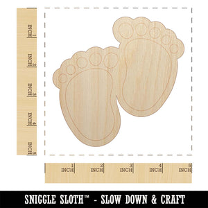 Baby Footprints Unfinished Wood Shape Piece Cutout for DIY Craft Projects