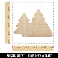 Camping Tent in the Woods Pine Trees Unfinished Wood Shape Piece Cutout for DIY Craft Projects
