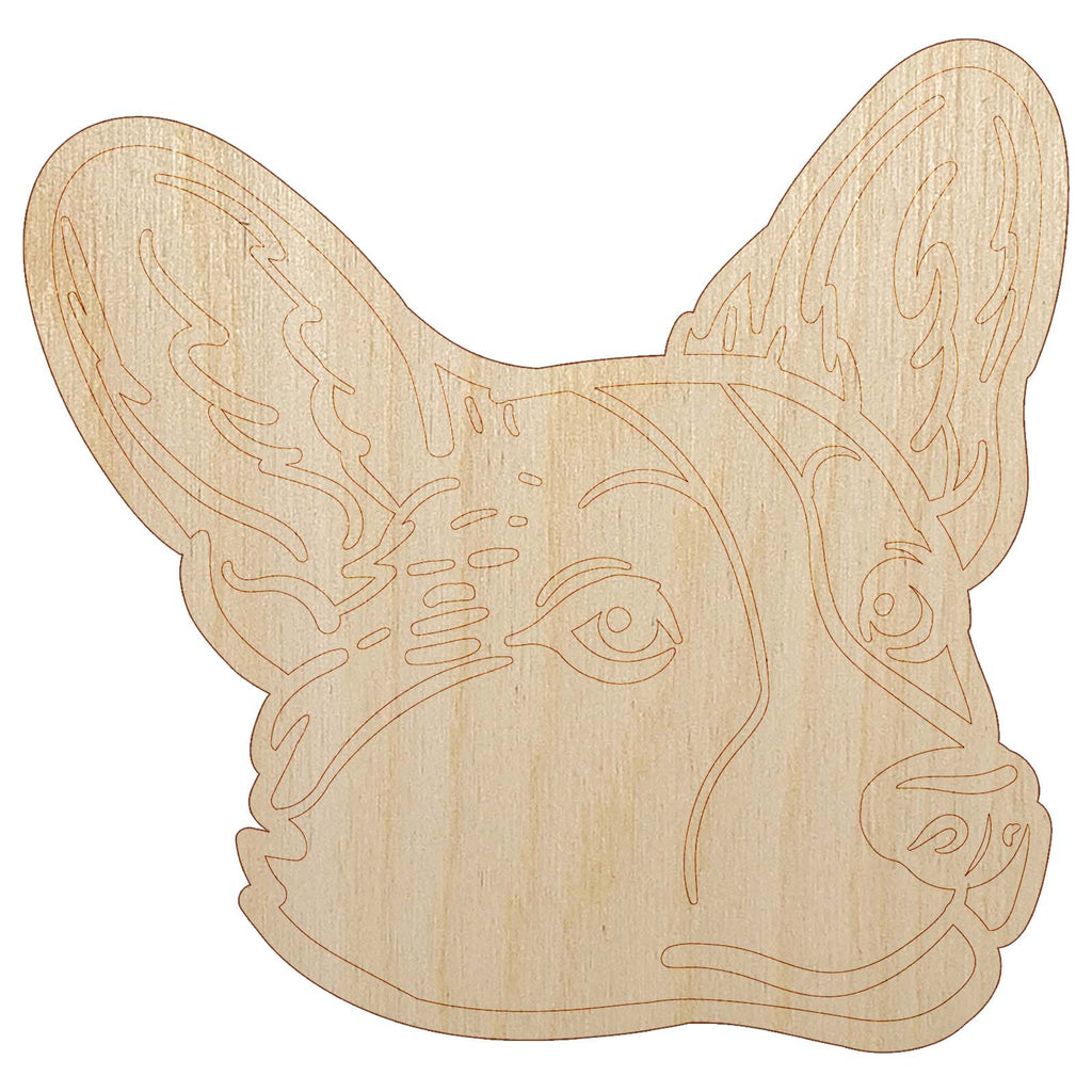 Cardigan Welsh Corgi Head Unfinished Wood Shape Piece Cutout for DIY Craft Projects