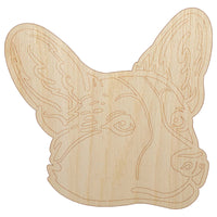 Cardigan Welsh Corgi Head Unfinished Wood Shape Piece Cutout for DIY Craft Projects