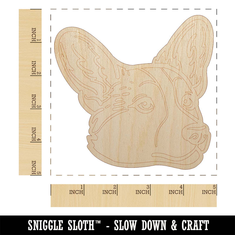 Cardigan Welsh Corgi Head Unfinished Wood Shape Piece Cutout for DIY Craft Projects