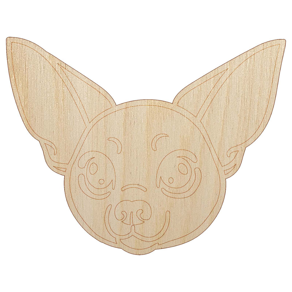 Chihuahua Dog Head Unfinished Wood Shape Piece Cutout for DIY Craft Projects