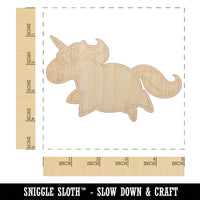 Chubby Unicorn Running Unfinished Wood Shape Piece Cutout for DIY Craft Projects