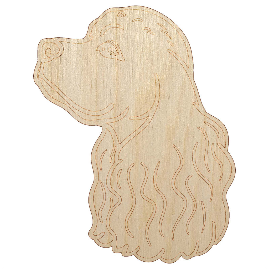 Cocker Spaniel Dog Head Unfinished Wood Shape Piece Cutout for DIY Craft Projects