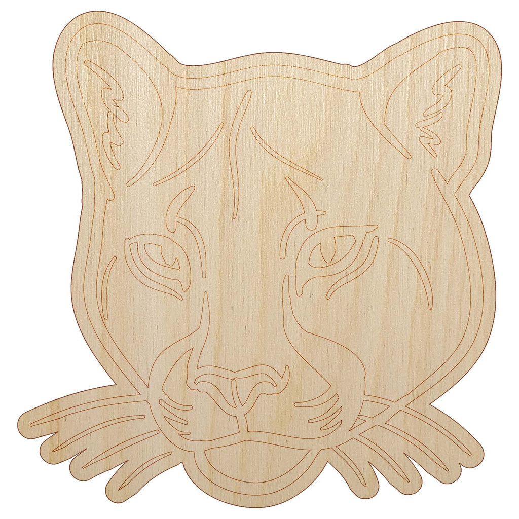 Cougar Head Mountain Lion Puma Unfinished Wood Shape Piece Cutout for DIY Craft Projects