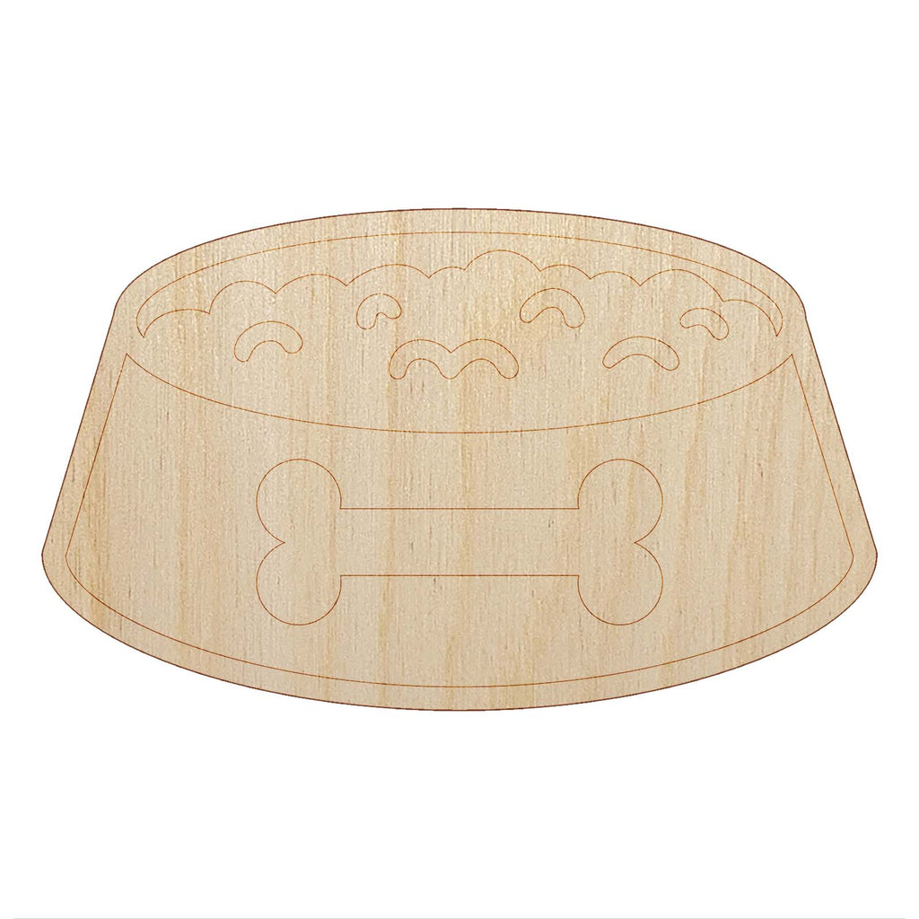 Dog Food Bowl Unfinished Wood Shape Piece Cutout for DIY Craft Projects