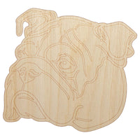 English Bulldog Head Unfinished Wood Shape Piece Cutout for DIY Craft Projects
