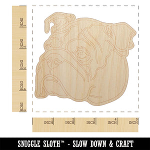 English Bulldog Head Unfinished Wood Shape Piece Cutout for DIY Craft Projects