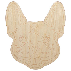 Frenchie French Bulldog Dog Head Unfinished Wood Shape Piece Cutout for DIY Craft Projects