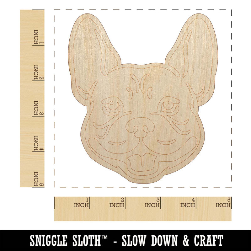 Frenchie French Bulldog Dog Head Unfinished Wood Shape Piece Cutout for DIY Craft Projects