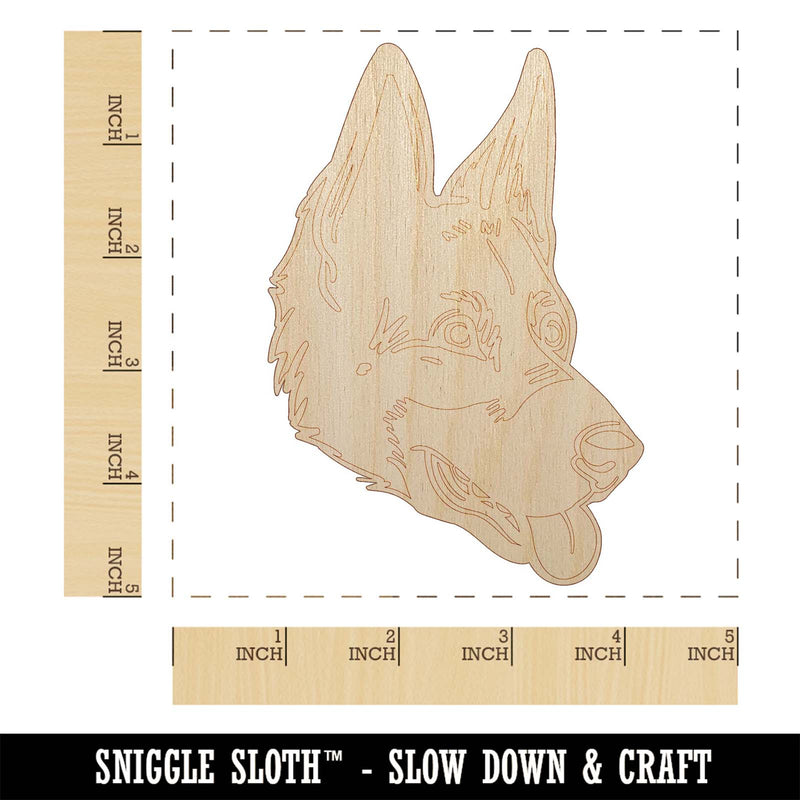 German Shepherd Dog Head Unfinished Wood Shape Piece Cutout for DIY Craft Projects