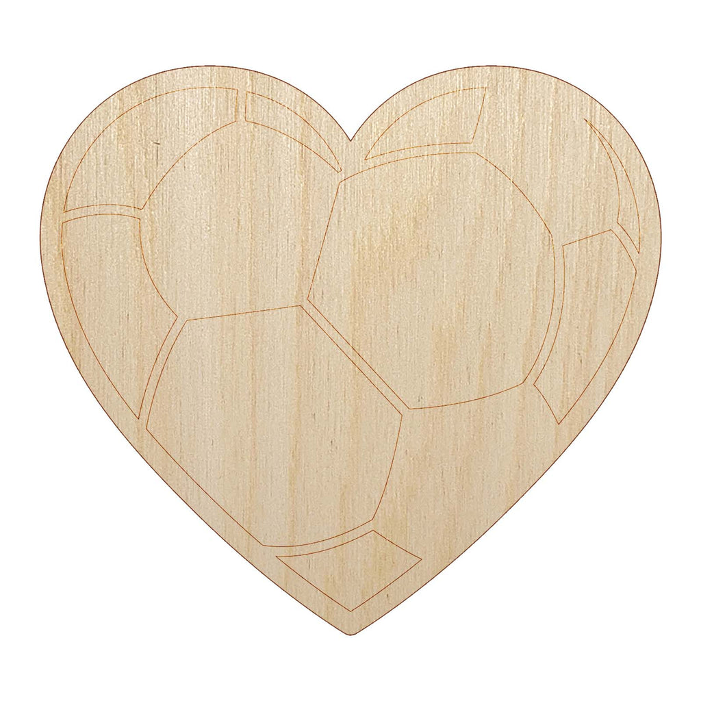 Heart Shaped Soccer Ball Futbol Sports Unfinished Wood Shape Piece Cutout for DIY Craft Projects