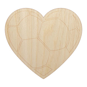 Heart Shaped Soccer Ball Futbol Sports Unfinished Wood Shape Piece Cutout for DIY Craft Projects
